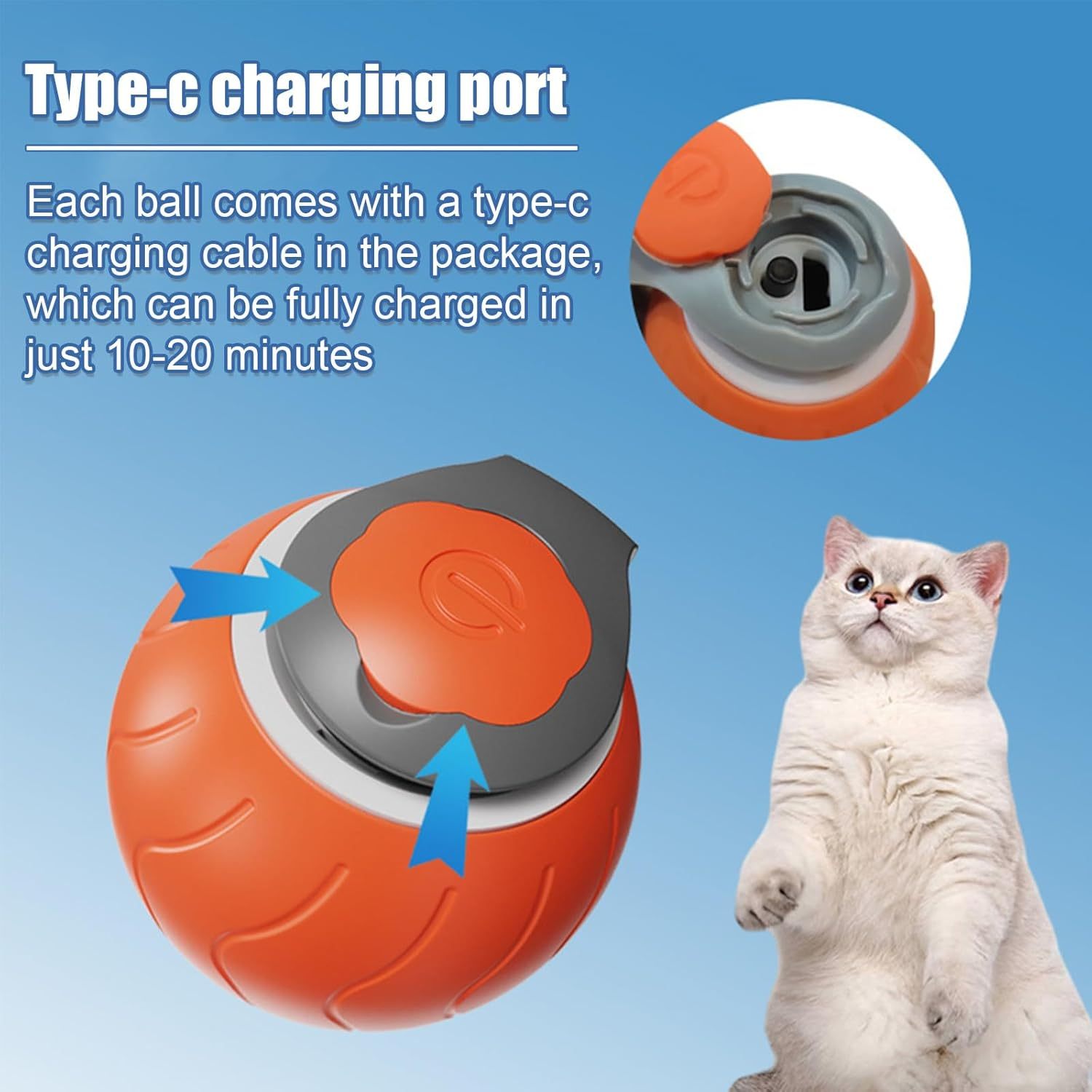 Speedy Tail Cat Toy,Interactive Cat Toy For Indoor Cats,Cat Ball Toy,Interactive Cat Toy Ball,Two Speed Adjustment,USB Rechargeable - Image 9