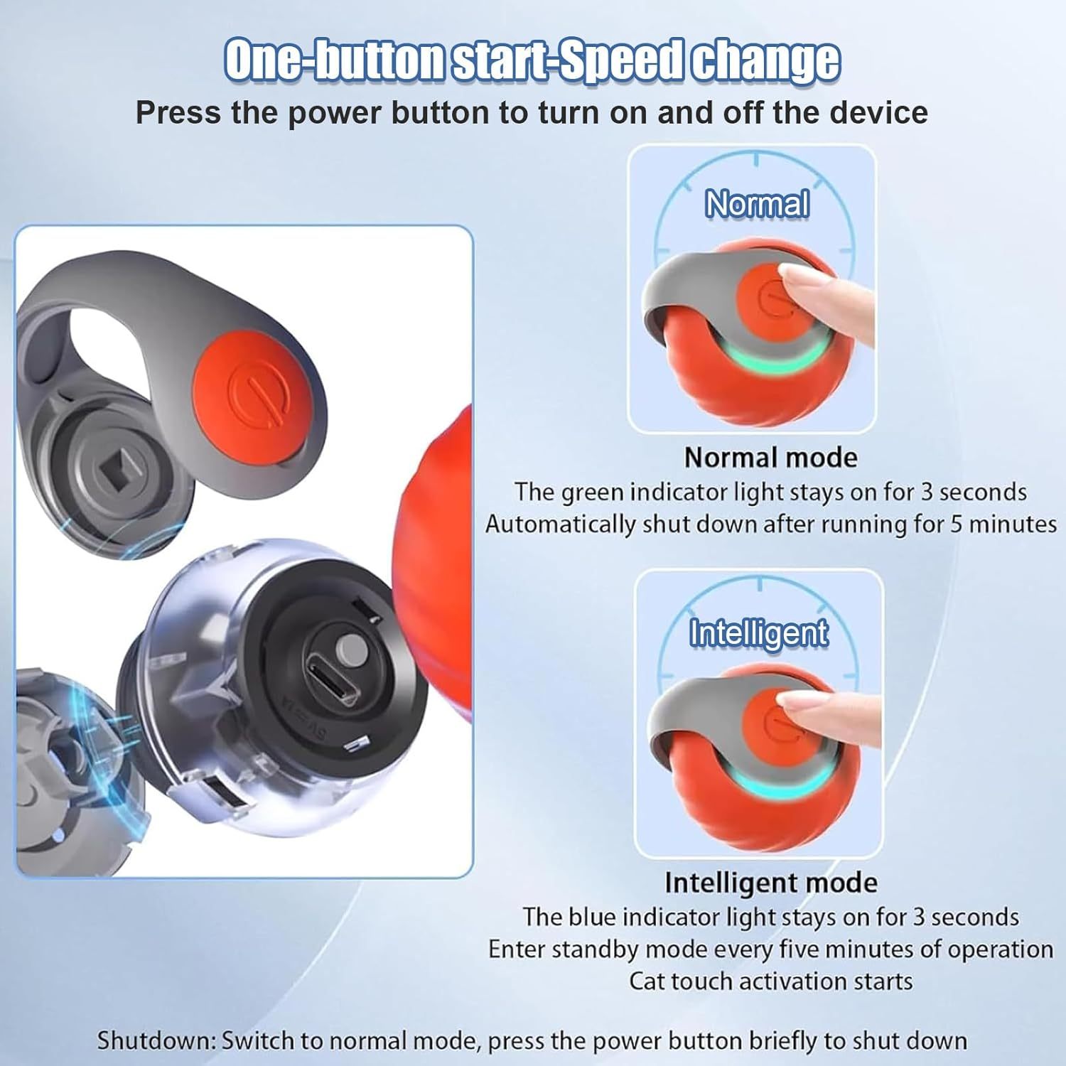 Speedy Tail Cat Toy,Interactive Cat Toy For Indoor Cats,Cat Ball Toy,Interactive Cat Toy Ball,Two Speed Adjustment,USB Rechargeable - Image 10